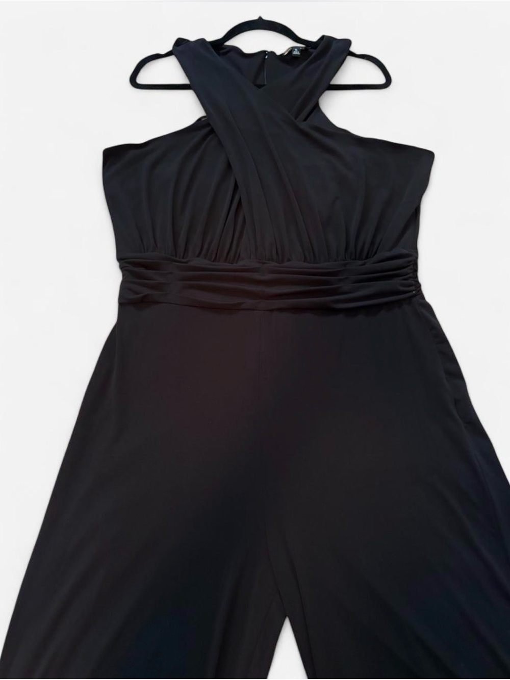 Sleeveless Black Cross-Front Jumpsuit Dress